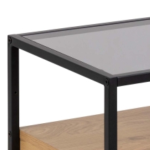 nachtkastje eiken kleur donker glas