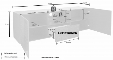 Miro tv meubel antraciet 181 cm