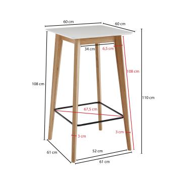 Hoge statafel wit eiken 60 cm